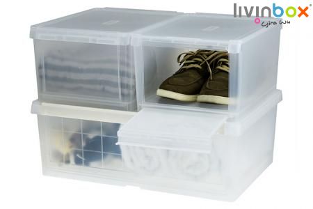 3 Layer Clear Shoe Boxes Stackable Shoe Storage Boxes Foldable