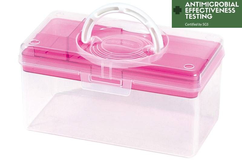 Caja organizadora de manualidades antibacteriana portátil, 3.3 litros, Armario de plástico para archivos: almacenamiento de oficina simplificado