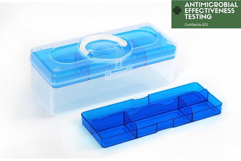 Caja organizadora de manualidades antibacteriana portátil, 3.3 litros, Armario de plástico para archivos: almacenamiento de oficina simplificado
