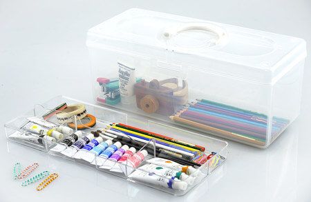 Portable Craft Organizer Box, 5.3 Liter | Plastic File Cabinet ...