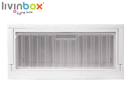 livinbox クリアサイドオープンドア付き折りたたみ収納ボックス