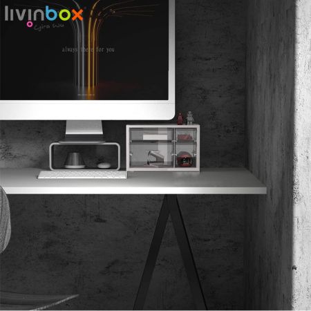 livinbox प्लास्टिक डेस्कटॉप स्टोरेज कंटेनर जिसमें 4 ड्रॉयर्स हैं