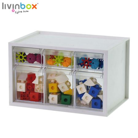 Gabinete de almacenamiento de plástico livinbox con 6 cajones