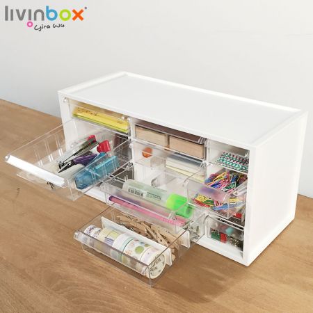 livinbox pengatur simpanan plastik dengan 12 laci