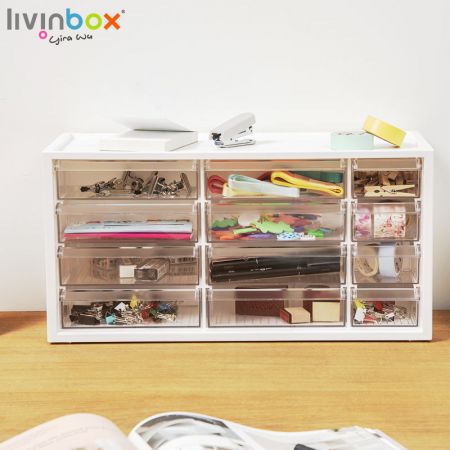 livinbox Kunststoff-Schreibtisch-Aufbewahrungsbehälter mit 12 Schubladen