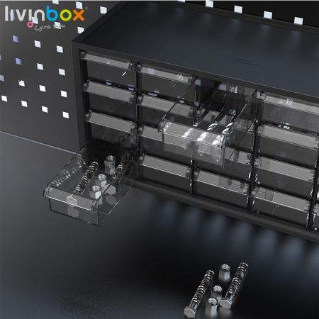 livinbox boîte de rangement en plastique avec 20 tiroirs transparents