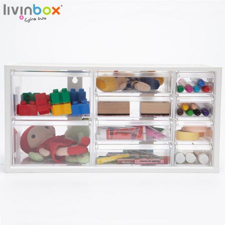 Armário de armazenamento de plástico livinbox com 10 gavetas