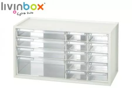 Grande organizadora de mesa de plástico com 14 gavetas - Grande organizadora de mesa de plástico com 14 gavetas