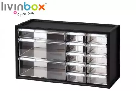 Amplio organizador de plástico para escritorio con 13 cajones - Amplio organizador de plástico para escritorio con 13 cajones