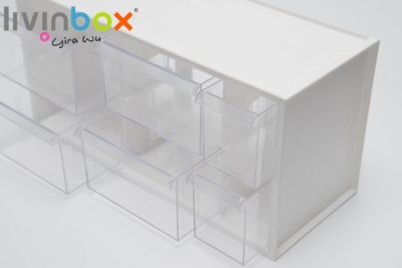 smooth slide of middle plastic desktop storage with 6 drawers