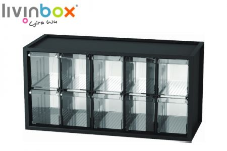 Organiseur de bureau en plastique moyen avec 10 tiroirs - Organiseur de bureau en plastique moyen avec 10 tiroirs