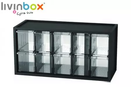 Middle plastic desktop organizer with 10 drawers - Middle plastic desktop organizer with 10 drawers