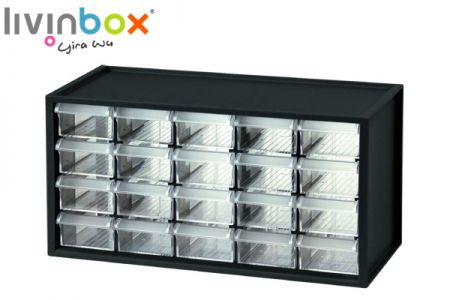 Organiseur en plastique moyen pour bureau avec 20 tiroirs