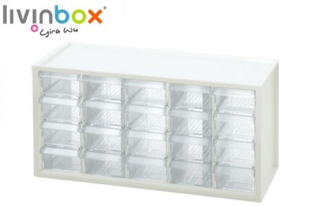 Organizador de escritorio de plástico mediano con 20 cajones, Armario de plástico  para archivos: almacenamiento de oficina simplificado