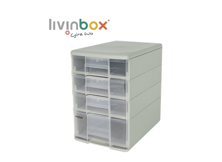 Torre de accesorios Pure B5 con 4 cajones surtidos. - Torre de accesorios Pure B5 con 4 cajones surtidos en blanco.