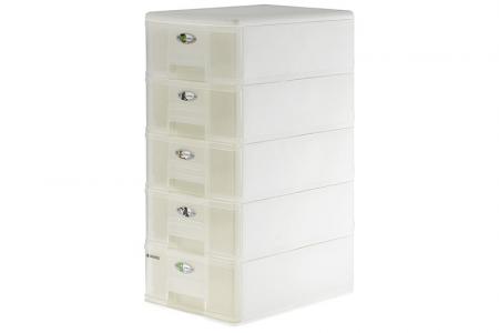 Torre accessori Pure B5 con 5 cassetti assortiti - Torre accessori Pure B5 con 5 cassetti assortiti in bianco.