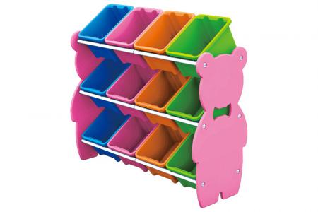 Tour de jouets en forme d'ours en peluche avec 12 bacs - Tour de jouets en forme d'ours en peluche avec 12 bacs.