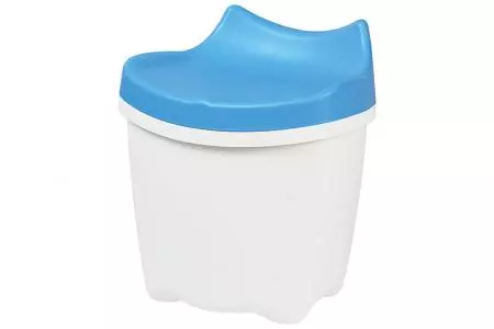 Banquinho LaChatte para crianças com capacidade de 16 litros - Móveis Cute LaChatte sit-and-store para crianças em azul.