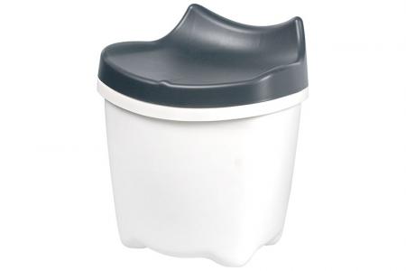 Perabot duduk-dan-simpan LaChatte yang lucu untuk anak-anak dalam warna abu-abu.