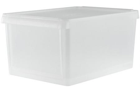 Caja de almacenamiento con puerta abatible de 13 litros transparente.