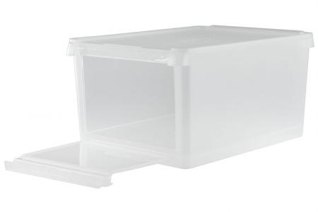 13L drop-down door storage box in crystal clear.