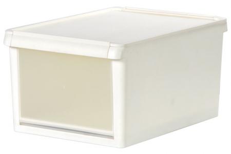 13L drop-down door storage box in pure white.