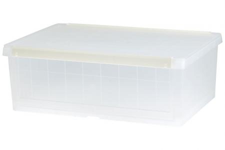 투명한 드롭다운 도어 수납 상자.