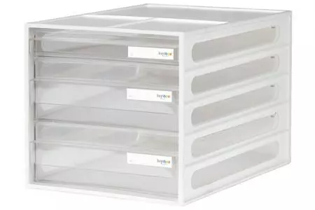Bộ tổ chức ngăn kéo trên bàn với 3 ngăn - Bộ lưu trữ tài liệu dọc trên bàn với 3 ngăn màu trắng.