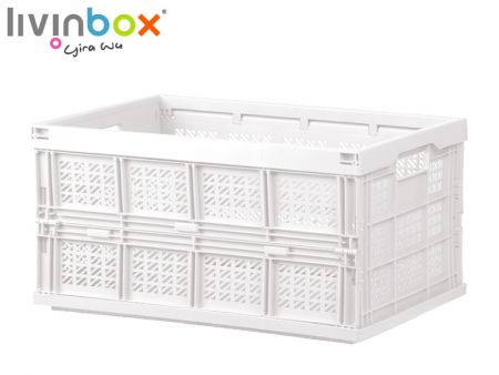 Folding plastic Storage crate, White