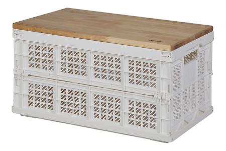 木製のふた付き折りたたみ収納バスケット