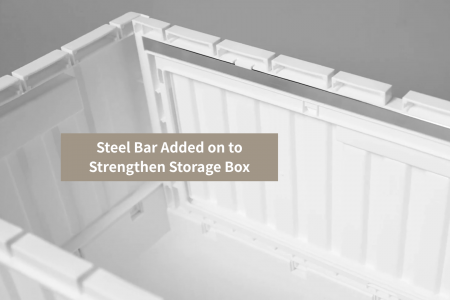 Add steel bar to strengthen the stackable storage box