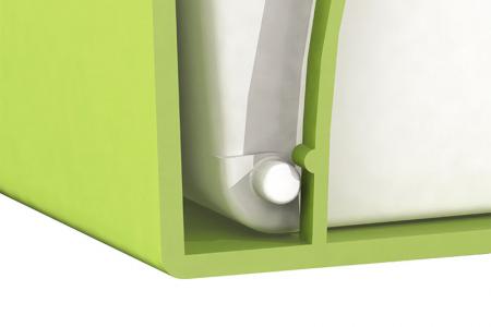 6つの引き出し収納コンパートメント付きのフリップアウトビンセットを使用中。