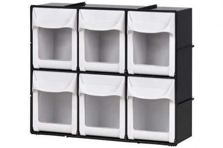 Ensemble de bacs basculants avec 6 compartiments de tiroirs - Ensemble de bacs basculants avec 6 compartiments de tiroirs en noir.