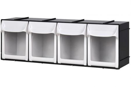 Flip-Out-Behälterset mit 4 Schubladenfächern - Flip-Out-Behälterset mit 4 Schubladenfächern in Schwarz.