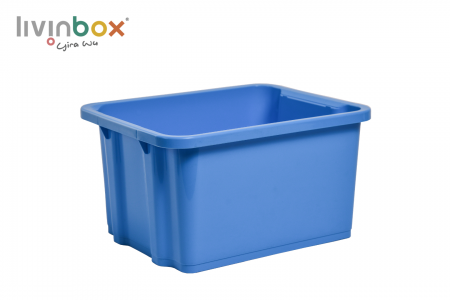 Stackable storage bin without lid, 7.5L, blue