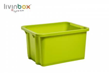 Stackable storage bin without lid, 7.5L, green