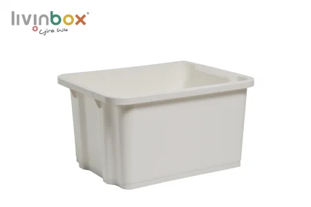 Küçük yığılabilir ve iç içe geçebilen depolama kutusu, 7.5L - Kapağı olmayan küçük yığılabilir ve iç içe geçebilen depolama kutusu, 7.5L