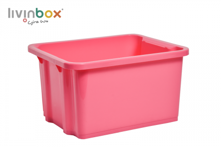 Стопочный контейнер для хранения без крышки, 28 л, розовый