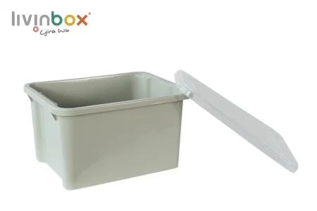 Большая штабелируемая и укладываемая контейнер для хранения с крышкой, 28 л - Большая штабелируемая и Nest коробка для хранения с крышкой, 28л, светло-зеленый