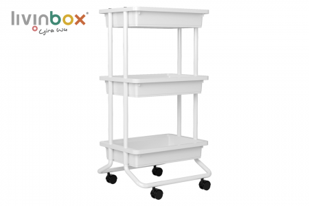 3-Tier Rolling Cart, Tray without venting - 3-Tier Rolling Cart, Tray without venting