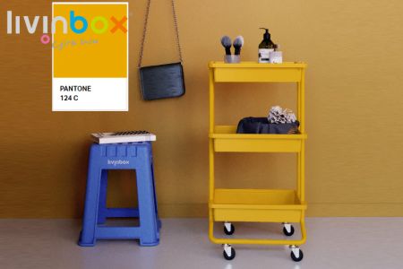 Carrito rodante de 3 niveles livinbox en amarillo