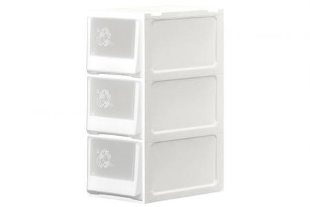 Cassetto a tre livelli (Serie 3) in trasparente.