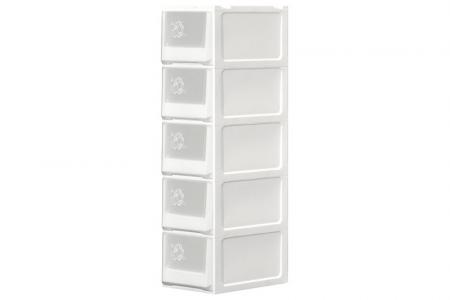 Laci kotak lima tingkat (Seri 3) dalam bentuk transparan.