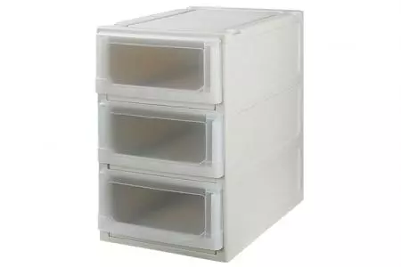 Schubladenbox (Serie 1) - Dreistufig - Dreistufige Schubladenbox (Serie 1) in Beige.