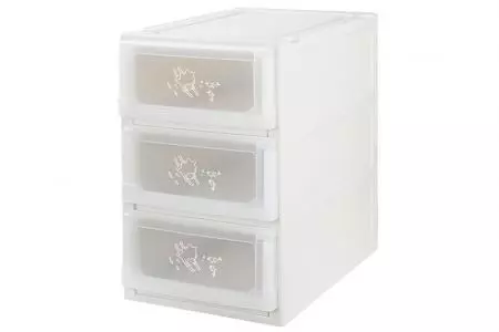 Dreistöckige Schubladenbox (Serie 1) in Weiß.