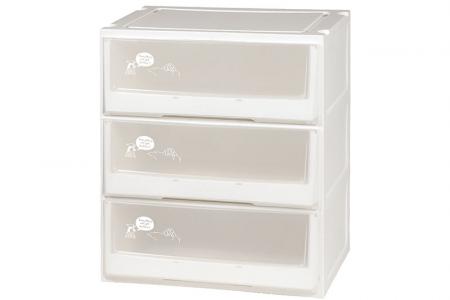 Dreistöckige Schubladenbox (Serie 2) in klar.