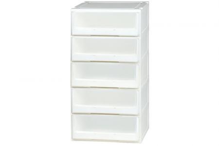 Fünfstufige Schubladenbox (Serie 2) in weiß.