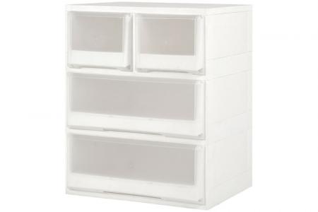 Flat-Pack Dresser with 4 Assorted Drawers - 2 Large Drawers, 2 Small Drawers - Flat-pack dresser with 4 assorted drawers in clear.