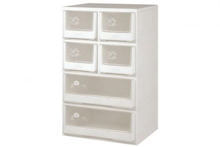 Flat-Pack Dresser with 6 Assorted Drawers - 2 Large Drawer, 4 Small Drawers - Flat-pack dresser with 6 assorted drawers in clear.