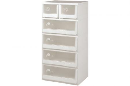 Flat-Pack Dresser with 6 Assorted Drawers - 4 Large Drawers, 2 Small Drawers - Flat-pack dresser with 6 assorted drawers in clear.